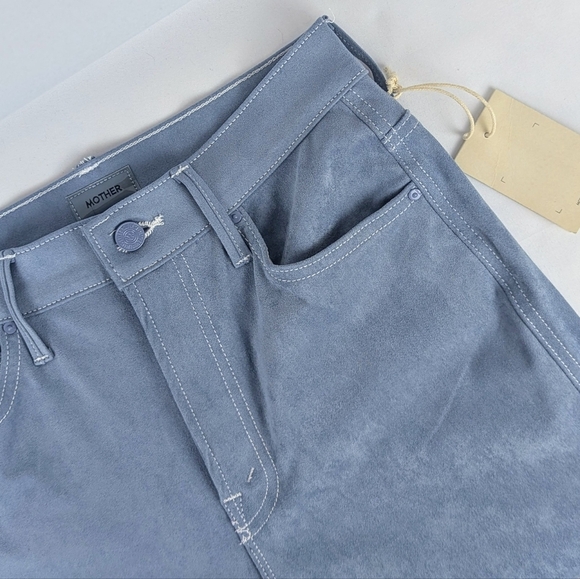MOTHER The Desperado Faux Suede Bootcut High Rise Stretch Blue Hoo Wash 27 NWT - Picture 15 of 16